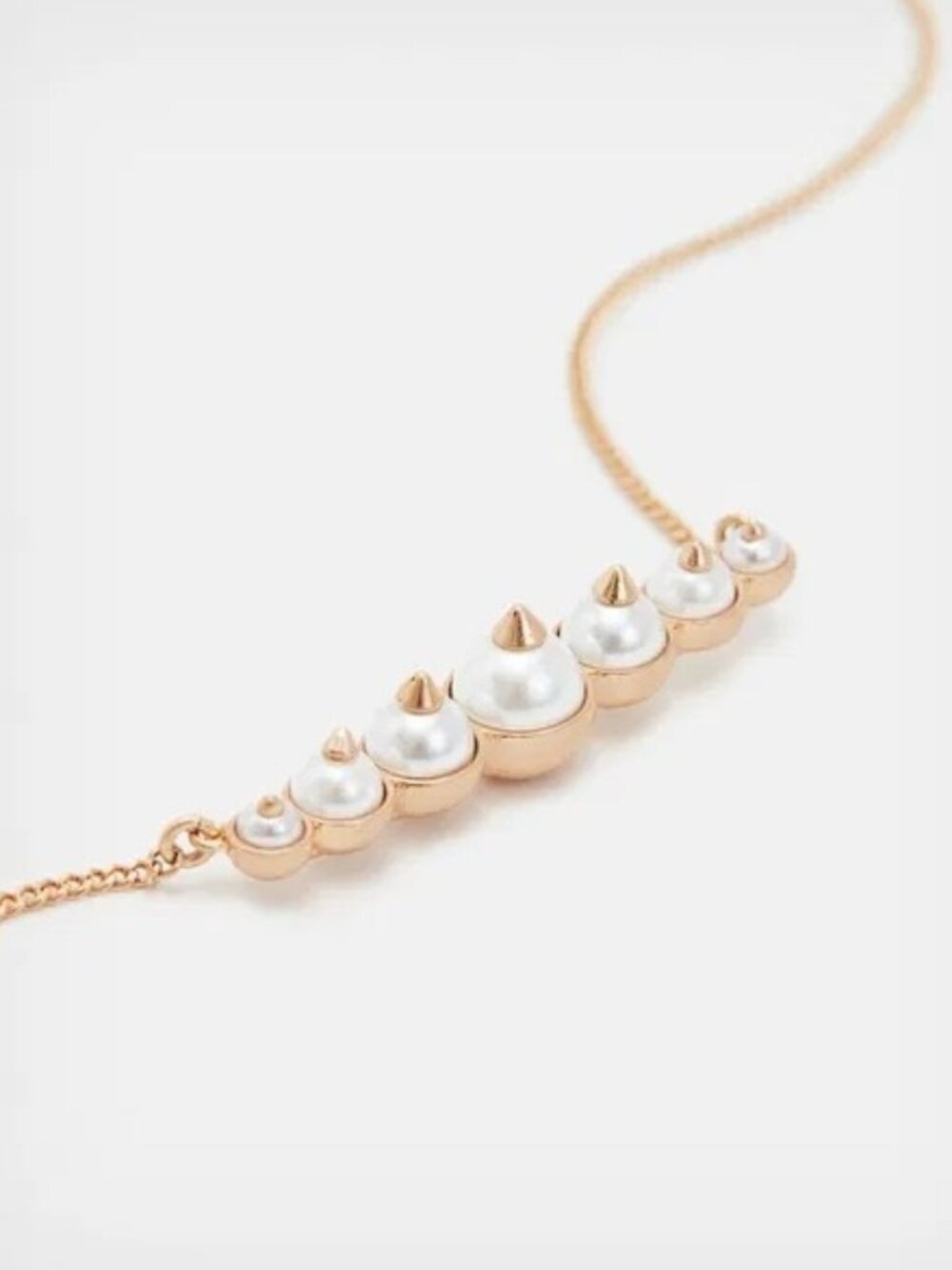 All Saints Dana Pearl Bar Necklace Gold NEW